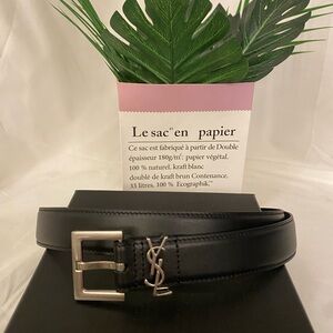 Yves Saint Laurent Black Belt with Silver Buckle